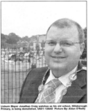 Lisburn Mayor Jonathan Craig watches as his old school, Hillsborough Primary, is being demolished. US31-128A0 Picture By: Aidan O'Reilly 