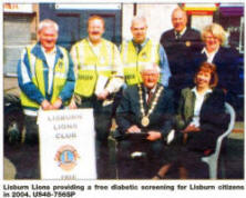 Lisburn Lions providing a free diabetic screening for Lisburn citizens in 2004. US48-756SP
