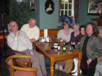 Mervyn Dobson, Jim McLoughlin, Rosie McLoughlin, Angela Neville, Cathy Douglas and Vic Brown pictured at the Ivanhoe Hotel in February 2006.  Vic Brown (right of picture) is the brother of the late Archie Brown, talented banjo player of the 1960s group Folk 3, who played at the Red Rooster Cafe.