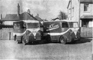 Progressing with the times - the first electric cars purchased for delivery by James McKeown's bakery.