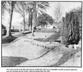 Part of the grounds in the Moravian Church at Kilwarlin which were designed to resemble an ancient battle between the Persians and the Greeks. Photo by Bishop John Foy. E882