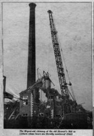 The 96-year-old chimney at the old Stewart's Mill in Lisburn whose hours are literally numbered! E0432