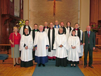 Pictured at a Service of Commissioning in St. Columba�s Church, Derryvolgie on Sunday 4th June is L to R: (front row) The four newly Commissioned Parish Readers - James Newberry, Brian Littler, John Williams and Dorothy Jackson. (back row) Mrs Bertha Thompson - People�s warden, Rev Nigel Baylor, Rev Paul Dundas, Rev Canon Dr Ken Cochrane, Rev Canon George Irwin, Jack Hassard, Rev Tom Priestly, Rev Donna Quigley, Rev Diane Matchett and Brendan Kane - Rector�s warden.