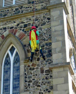 Abseiling �Robin� - Martins Leader Patricia Evans.