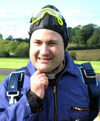 Rev Simon Doogan safely landed after his Sponsored Skydive.