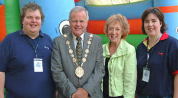 Salvation Army Captains - John and Kat McLean are pictured welcoming the Mayor - Councillor Trevor Lunn and the Mayoress - Mrs Laureen Lunn to the Family Fun Day at the Salvation Army Worship and Community Centre on Saturday 9th September.