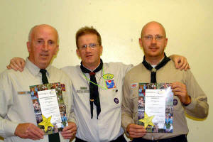 Noel Irwin - District Commissioner pictured presenting Volunteering Achievement certificate to Joe Clydesdale - St. Columba�s Scout Group (left) and Paul Clydesdale - 1st Hilden Scout Group (right).
