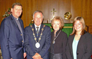 The Rector, the Rev James Carson and Elaine Coey - Director of Music pictured with the Mayor - Councillor Trevor Lunn and the Mayoress - Mrs Laureen Lunn at a Family Service in St Paul�s Parish Church last Sunday morning.