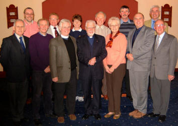 Pictured at the Annual Meeting of the Lisburn and Dromore Methodist Circuit in Magheragall Methodist Church on Wednesday 22nd November are L to R: (front) Rev Edmund Mawhinney, Rev Clive Webster - Trinity, Broomhedge and Magheragall, Rev Robert Wallace - Dromore and Priesthill, Rev Ivan McElhinney - Methodist President, Mrs Phyllis McElhinney, Rev Brian Anderson - Superintendent Minister of the Lisburn and Dromore Circuit and Rev Winston Good. (back row) David Dunlop - Seymour Street, Terry Lilley - Broomhedge, Victoria McCready - Priesthill, Cecil Gracey - Dromore, Clem Gilbert - Magheragall and James Dumigan - Circuit Steward.