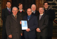Pictured showing the �Places of Worship 2006� award at Hillsborough Parish Church last Sunday morning are L to R: (front row) Noel Gillespie, Kenny Dougherty - Sexton and the Very Rev John Dinnen - Rector.  (back row) Iain Gillespie - Rector�s Warden, Dermot Maginess, John Cochrane and the Rev Simon Richardson - Curate.
