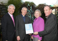 The Very Rev John Dinnen - Rector of Hillsborough, is pictured receiving the �Places of Worship 2006� award from Paul Clarke (UTV), Primrose Wilson (UHCT) and the Rev Trevor Williamson (UHCT).