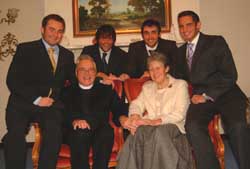 The Rev Jack Richardson, his wife Sally and sons L to R: John, Neville, Alan and Jeff pictured in Hillhall Manse prior to his farewell service in Hillhall Presbyterian Church on Sunday 24th December.