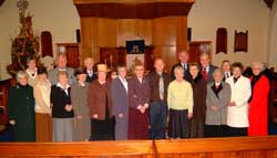 Organists - Lorraine Smyth, Steven Barrett and Mrs Maxine McConaghy pictured with members of Hillhall Church Choir at the final service in the active ministry of the Rev Jack Richardson in Hillhall Presbyterian Church on Sunday 24th December.