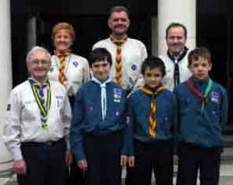 Scouts and scout leaders who took part in the service in First Lisburn.