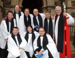 Rev Stanley Gamble (left in second row) pictured with Bishop Harold Miller (right) and new deacons Ordained at Shankill Parish Church, Lurgan on Sunday 24th June.