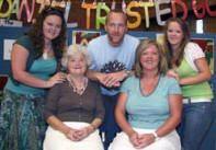 At the Holiday Bible Club BBQ in Lisburn Baptist Church last Friday 24th August is Jean Watson with her daughter Janet, son-in-law Jonathan and grandchildren Ruth (left) and Hannah (right).