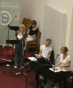 Clara Costly, a member of Shankill Parish, Lurgan, pictured singing a solo at the Bishops' Bible week in St Saviour's, Dollingstown last Tuesday night (28th August).