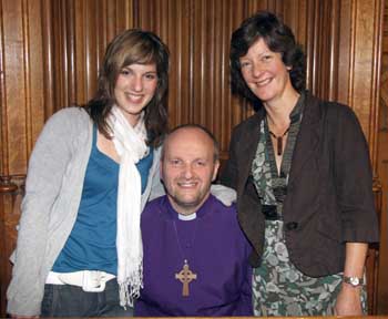 The new Bishop of Connor, The Rt Rev Alan Abernethy pictured with his wife Liz and daughter Ruth, after his Enthronement as the new Bishop of Connor in Christ Church Cathedral, Lisburn on Thursday 6th September.