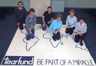 At Tearfunds Lisburn launch of Global Poverty Prayer Week in Seymour Street Methodist Church last Saturday morning are L to R: Tim Magowan (National Manager of Tearfund in Ireland), Margaret McIlhenny (Trinity Methodist), Colin Ward (Elmwood Presbyterian), Elva Stevenson (Tearfunds area volunteer co-ordinator) Twyla Watson (Finaghy Baptist) and Jane Dawson (Seymour Street Methodist).