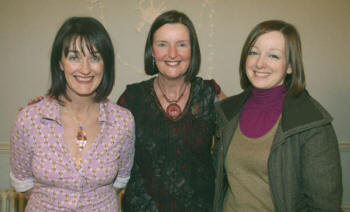 Jean pictured with Joanne Hogg (left) and Gwynneth McBride (right), who provided the music at the book launch.