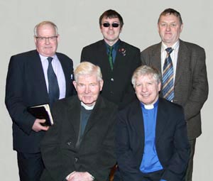 Pictured at the Lower Iveagh Evangelical Concern Carol Service in Dromore Orange Hall last Monday evening (10th December) are L to R: (seated) District Chaplains - Rev Gerry Sproule and Rev Victor Neill. (back row) Robert Murphy - District Lay Chaplain, David Hobson - District Secretary and Will Lough (right) who organised the event.