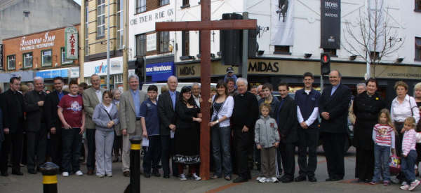 Start of the annual Good Friday 'Carrying of the Cross' march of witness.