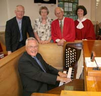 L to R: Rev Brian Gibson, Edith McConnell, Colin McLean, Janet Ferguson (Director of Music) and Guest Organist, the Rev Dr Jack Richardson MBE (seated) took part.