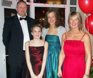 The Hammond family L to R: John, Kimberly, Sheila, and Rachel (at front) at the Valentine Ball in First Lisburn Presbyterian Church last Friday night (15th February).