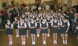 First Lisburn Girls' Brigade pictured during 'Fall In' at their 66th Annual Display last Saturday night (12th April).