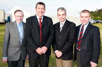 John Thompson (Knocknadona Gospel Fellowship) pictured with Faith Mission evangelists Trevor Matthews, Paul Acheson and Andrew McCullough at the �Key 2 Life� tent campaign.