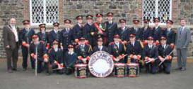 Roses Lane Ends Flute Band pictured with Lisburn Mayor Councillor James Tinsley (left) and Lagan Valley MP Jeffrey Donaldson (right).