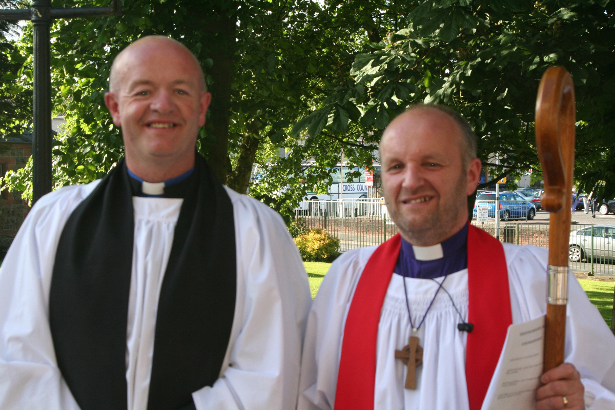 John Farr pictured with the Bishop of Connor, the Rt Rev Alan Abernethy, at a Service of Ordination in St Patrick�s Parish Church, Ballymena, last Sunday evening (15th June).