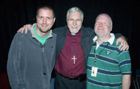 The Right Rev Harold Miller (Bishop of Down & Dromore) pictured with Ian Hannah (Musical Director) and Adrian McCartney (founder member of Summer Madness).