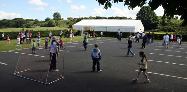 Enjoying a game of football at the Holiday Bible Club held in a large tent at Culcavey Hall on Monday 30th June to Friday 4th July.