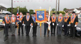 District Officers pictured at the Lower Iveagh District Service in Second Dromara Presbyterian Church last Sunday afternoon (6th July).  L to R: Bro Eric Jess (Worshipful District Master), Bro Robert Murphy (District Lay Chaplain), Bro Gareth Lough (Standard Bearer), Bro Victor Harrison (County Grand Master), Bro Richard Martin (Standard Bearer), Bro Geoffrey Bradford (Standard Bearer), Bro David Hobson (District Secretary), Bro Norman Dewart (District Tyler), Bro William Martin (Assistant District Treasurer) and Bro Dr Jonathan Mattison (Deputy District Master).