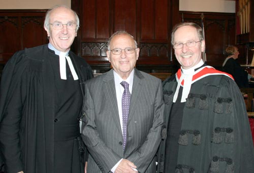 Dr Patton is pictured (right) with the minister, the Rev Ivan Patterson and former moderator, The Very Rev Dr Howard Cromie, Minister Emeritus of Railway Street Presbyterian Church, Lisburn, who now lives in Newcastle.