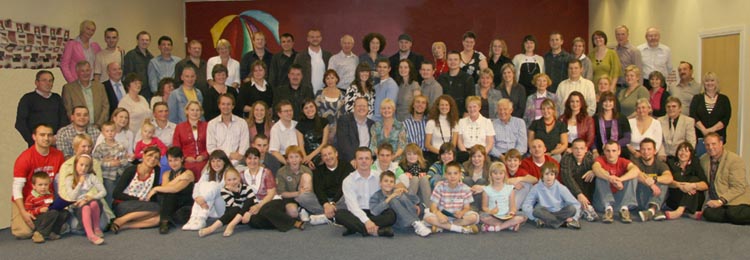 Members and friends of Lisburn�s Polish Mission Church pictured at their second birthday party in the Kingdom Life City Church, Lisburn.