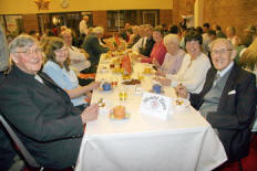 Billy Wright and his wife Margaret (left) and John Mackin and his wife Mary and daughter Elizabeth (right) pictured at the 30th Anniversary Meal in Mount Zion Free Methodist Church last Saturday night (18th October).