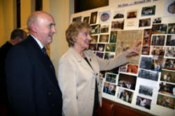 Browsing through pictures of Mount Zion through the years are Ronnie Nesbitt (Church Secretary) and Mavis Ross (nee Heaney) who recorded the history of Mount Zion in her book entitled, 'Lisburn - Life in the County Down'.