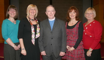 Some members of Trinity Praise Group. L to R: Lynne Barr, Barbara Gamble, Rev Ed McDade, Angela Sofley and Vi Manning.