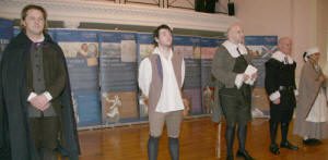 L to R: Hugh McLaughlan, Patrick McBrearty, James Lecky, Eoghan McBride and Anne Gallagher pictured during one of three performances of the Covenanters drama.