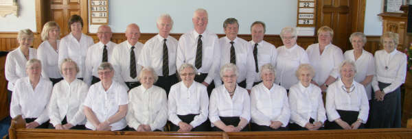 Organist Mrs Edith Douglas (centre at front) and Ballycairn Church Choir pictured at morning worship in Ballycairn Presbyterian Church on Easter Sunday.