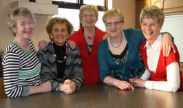 At the Induction Service of Pastor Clifford Morrison in Carr Baptist Church last Friday evening (17th April) are the Carr ladies who prepared the delightful supper L to R: Yvonne Evans, Madeline McCluskey, Carol Bradford, Sheron Wilkinson and Beryl McCluskey.