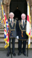 Largymore Royal Black District Chapter RBC No 9 standard bearers James Logan (left) and Gerald Dillon pictured at the Service of Thanksgiving in Hillsborough Parish Church on Sunday 17th May.