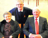 Geoffrey Baird (Captain) with his parents Jim and Joan Baird. Jim, a former Railway Street BB member, had the honour of being lnspecting 0fficer for this historic display.