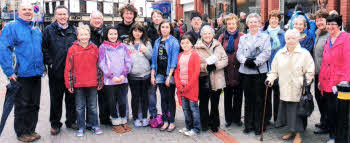 Rev Brian Anderson and members of Seymour Street Methodist Church prior to taking part in the Good Friday 'Carrying of the Cross March of Witness'.