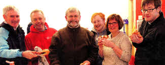 Serving breakfasts in Lisburn Cathedral Church Hall following the Dawn Service in Castle Gardens on Easter Sunday are L to R: Rev Canon Sam Wright (Rector), Des Cairns, John Humes, James Price, Anne Humes and Simon Genoe (Curate Assistant).