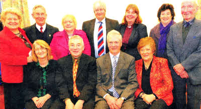 (front row) Aileen Walker, Noel Walker, Jim Law and Hilda Law. (back row) Esther Law, Desmond Law, Hazel Law, Brian Law, Rev Patsy Holdsworth, Lena Walker and Robert Walker.