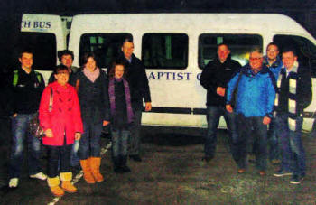 Before they set off on their trip are (from left) Chris McCarthy, Emma McGowan, hinny Woolsey, Caroline Lloyd, Claire Lloyd, Victor Watson, Peter Lloyd, Robin Fields, Gareth Elliott, David McGowan.
	