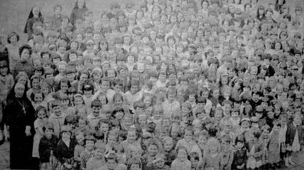 Maura O'Neill was just 14 at the time this piture of the staff and children of the all girls Sacred Heart of Mary convent was taken. She left the newspaper clipping into the office in the hope that it would bring back some happy memories. The picture was taken in June 1965. She got it from her mother who had kept it. The school was at Castle Street where the old St Josephs Primary now stands. Maura is in the picture along with her two sisters.